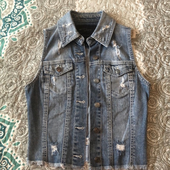 Silver Jeans Co. Distressed Denim Vest Size XS - Picture 1 of 7